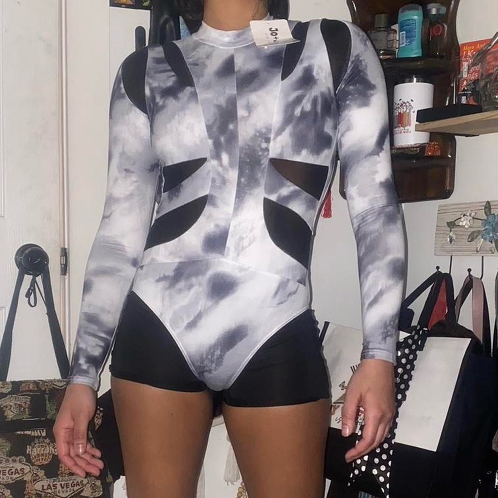 Jo+Jax Shadow Black Leotard